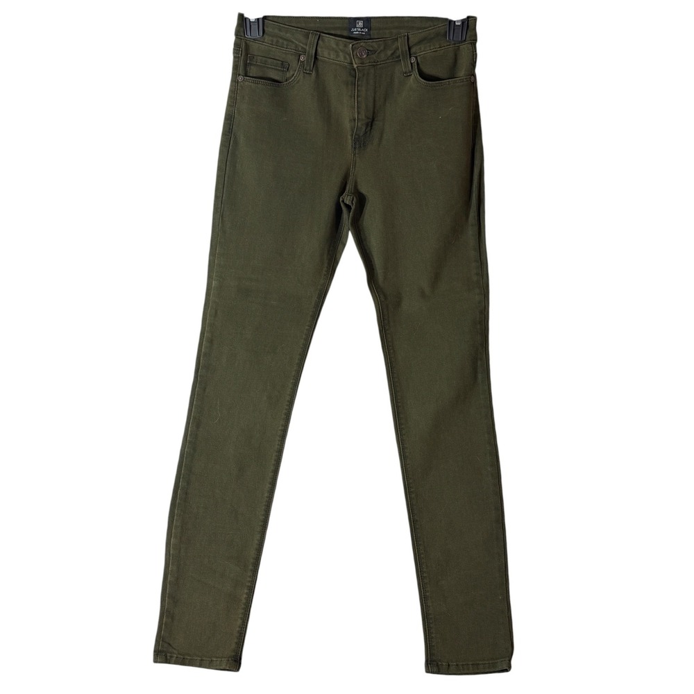 Just Black Denim Jeans Womens 30 Olive Green Skinny Stretch Made in USA BP1112